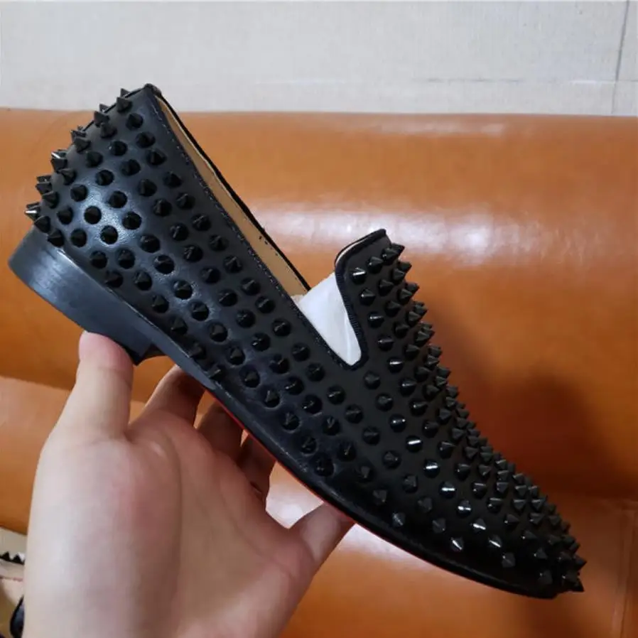 

Gentleman Patent Leather Low Top Loafers Men Fashion Brand Designer Red Bottom dress shoes Luxury Genuine Leather Shoes 38-46