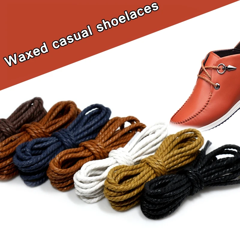 1Pair Shoelce Casual Leather Shoelaces Waxed Round shoe laces Shoestring Martin Boots Sport Shoes Cord Ropes 60/90/120/150CM P-4