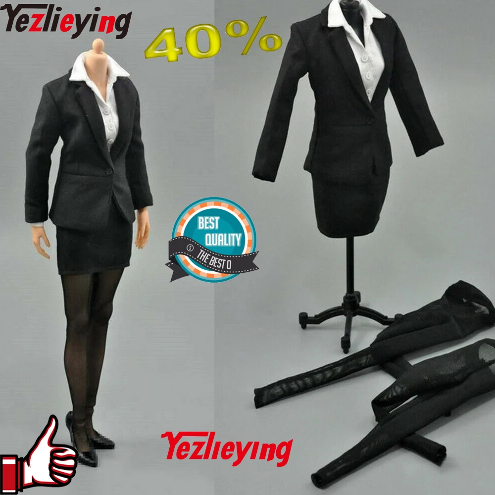 

ZYTOYS аксессуары для фигурок в масштабе 1, 6, Женский комплект униформы, черный деловой женский офисный карандаш, юбка, колготки, костюм
