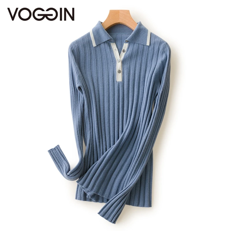 Женский свитер с отложным воротником VOGGIN из австралийской шерсти пуловер