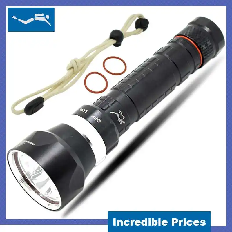 

6000 Lumens 3* XM-L2 Dive Torch Waterproof Perfessional Diving Flashlight Underwater Scuba LED Lamp High Power 26650 Lantern