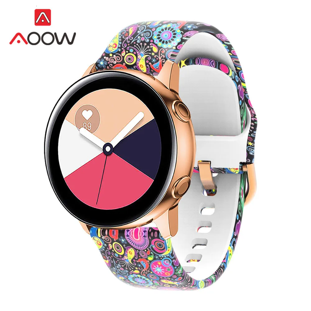 20 мм силиконовый ремешок для часов с принтом для samsung Galaxy Watch Active 42 мм gear Sport S2 Garmin Amazfit браслет ремешок Correa