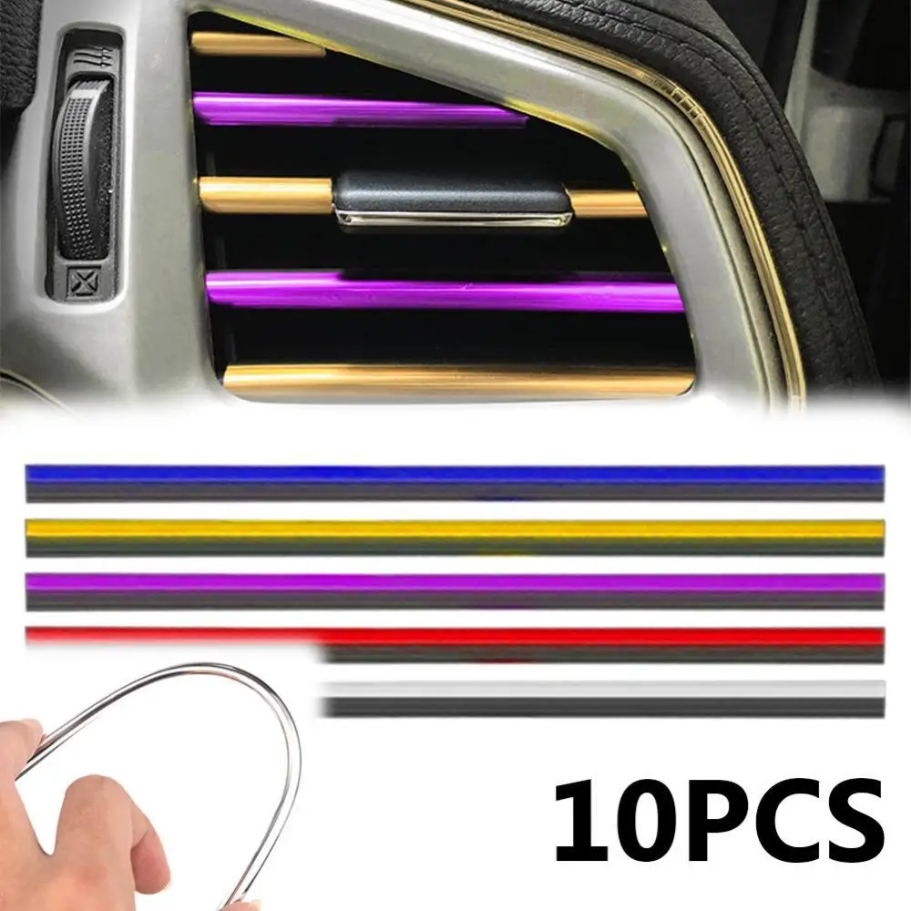 

10Pcs Universal U Shape Car Air Conditioner Outlet Trim Strip Grille Decoration Interior Mouldings Fine Air Outlet Decor Strips