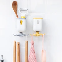 kitchen hook rotatable wall mounted spoon holder rack plastic bathroom storage hanger shelf multi function storage rack