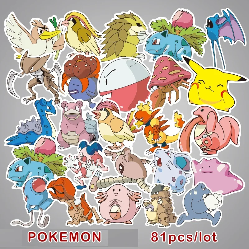 81 шт. водостойкие виниловые наклейки на тему мультфильма Pokemon Psyduck|Наклейки для