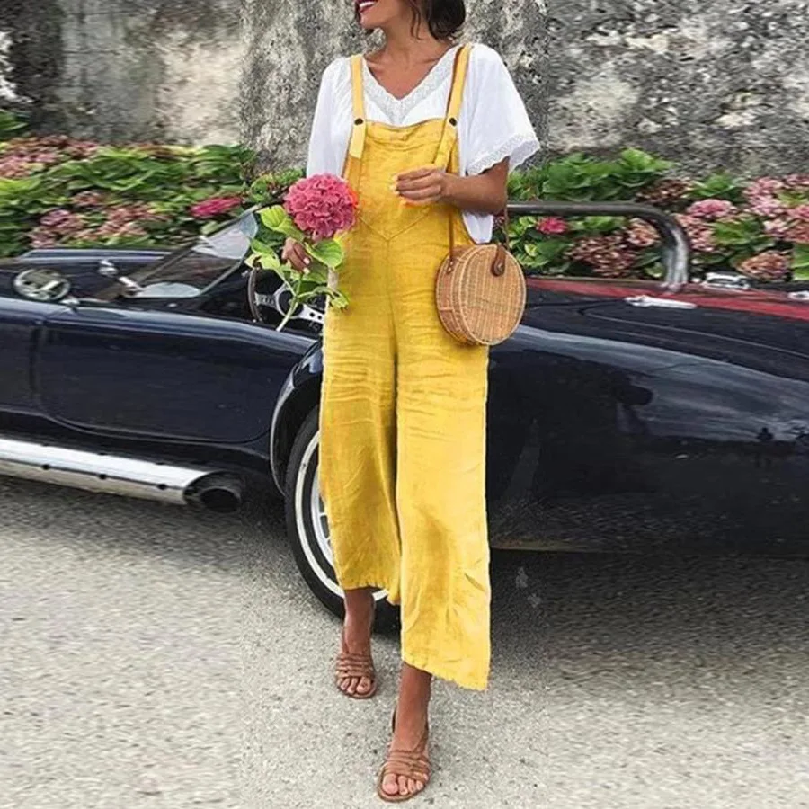 

Женский прямой комбинезон WEPBEL, комбинезон, женский комбинезон без рукавов, свободные однотонные Летние повседневные Комбинезоны