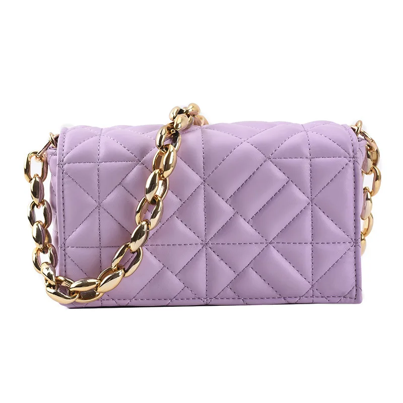 

Branded Women's Shoulder Bags 2021 Thick Chain Quilted Shoulder Purses And Handbag Women Clutch Bags Ladies Hand Bag