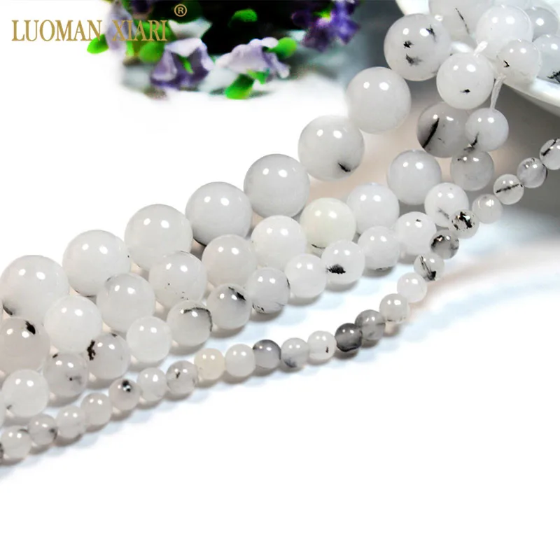 Wholesale Black Rutilated Quartz Round Natural Stone Beads For Jewelry Making DIY Bracelet Necklace 4/6/8/10 mm Strand 15'' |