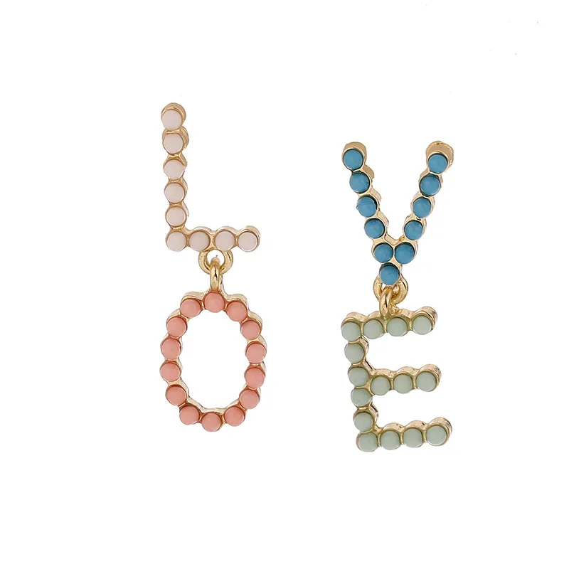 

2020 New Colorful English Alphabet LOVE Drop Earring for Women Statement Party Wedding Jewelry Accessories