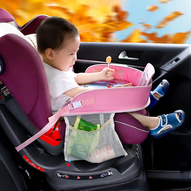 Universal Baby Car Seat Tray Plates Table Cartoon Shelves Drink Holder Organizer Storage Tablet Cup Kid Child Auto Travel Desk