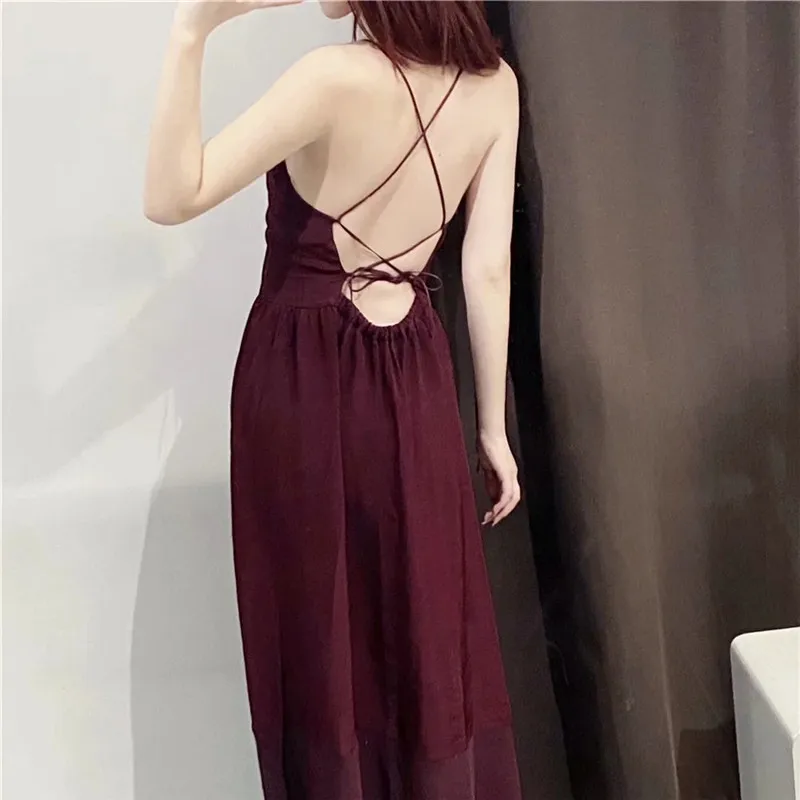 

PSEEWE Summer Dress 2021 Za Strappy Long Dress Women Elegant Party Backless Sexy Dresses Ladies Ruched Evening Cocktail Dresses