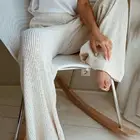 Осенние модные прямые широкие трикотажные брюки, удобные повседневные брюки с эластичным поясом для дома