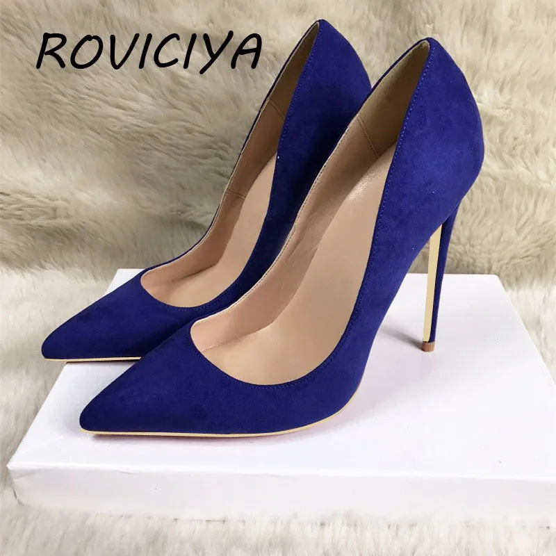 Темно-синяя зрелая кожа 12 см высокий каблук слипоны свадебные туфли с острым