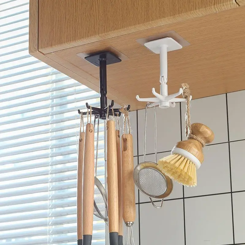 

Punch-free wall hanging 3009 kitchen hook can store spoon knife space wall hanging storage rotating angle telescopic rack