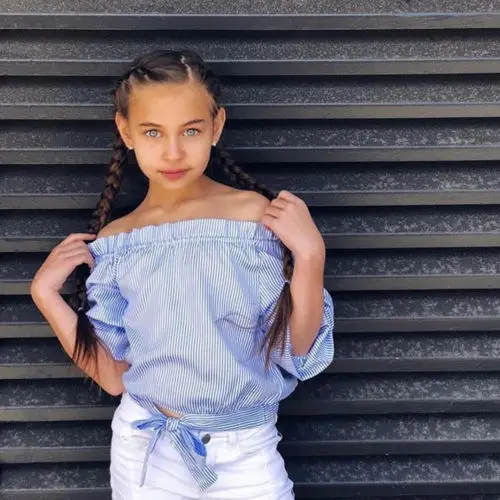 

2021 летние блузки в полоску для девочек с открытыми плечами, топы, хлопковые повседневные рубашки для маленьких девочек с длинным рукавом, де...