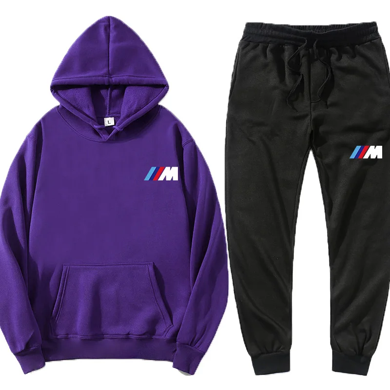 

2021 fashion BMW men's and women's general printing comfortable Hoodie pants two-piece suit men's and women's Sweatshirt leisure