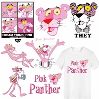 iron on transfers pink panther patches for parent child clothing applique heat transfer vinyl thermo stickers stripes on clothes