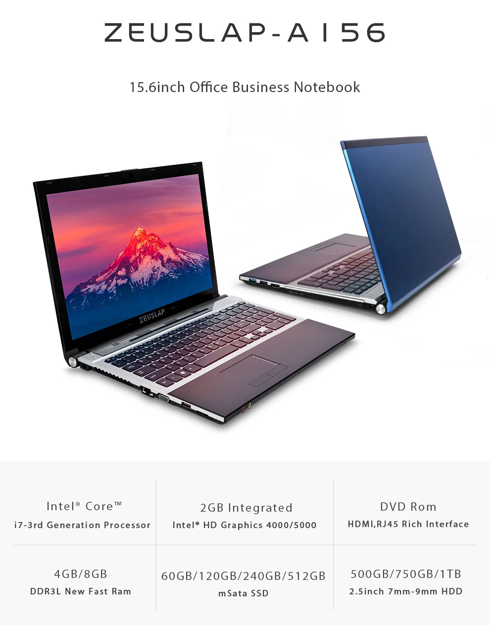 Ноутбук 15,6 дюймов процессор Intel Core i7 Процессор 8 Гб Оперативная память+ 64 Гб SSD+ 500 ГБ 1 ТБ HDD Встроенный WI-FI Bluetooth DVD-ROM Windows 7/10 Тетрадь компьютер