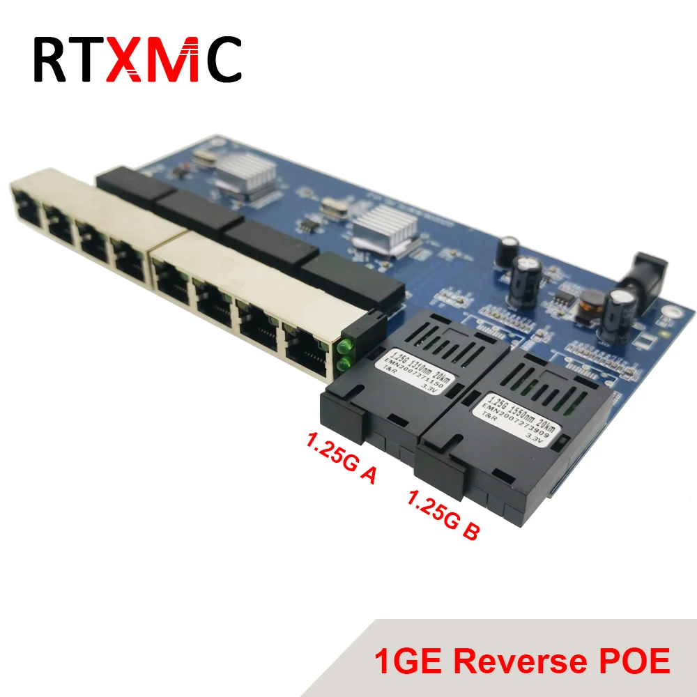 Обратное POE Питание 2G8 RJ45 гигабитный Ethernet коммутатор 2*1 25G волоконный порт SC разъем