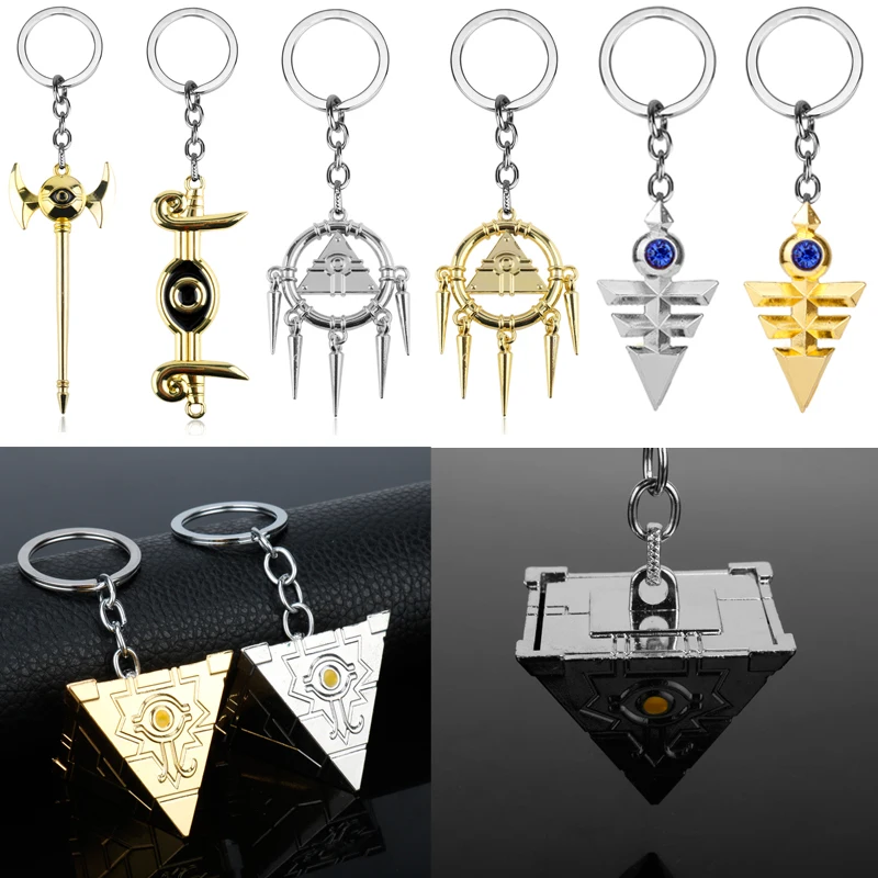 

Anime Yu-Gi-Oh Yugioh Keychain Duel Monsters Keyring Millennium Wheel Wisdom Key Chains Yugi Muto Pendant Key Ring Yu Gi Oh