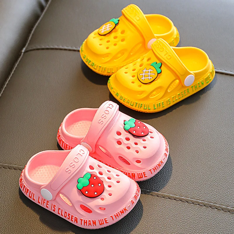 

0-5Y Children Hole Shoes Summer Beach Sandals for Girls Boys Non -slip Closed Toe Toddler Slippers Soft Bottom Cartoon Fashion