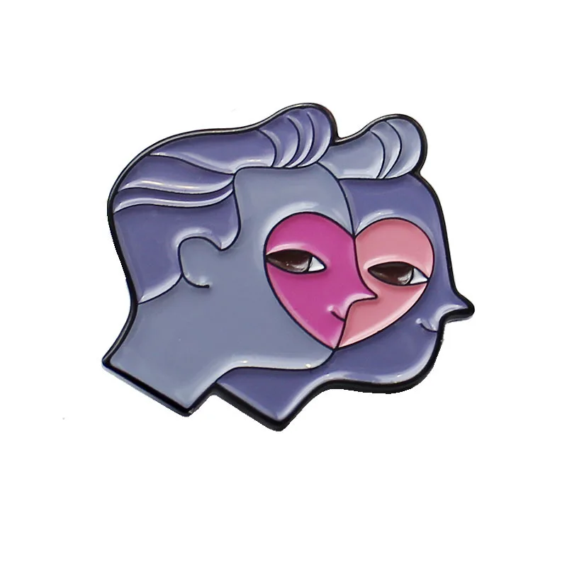 

Creative Couple Pins The Man's Smiling Face Is Attached To The Woman's Face. Collection Of Commemorative Badge BroochesV