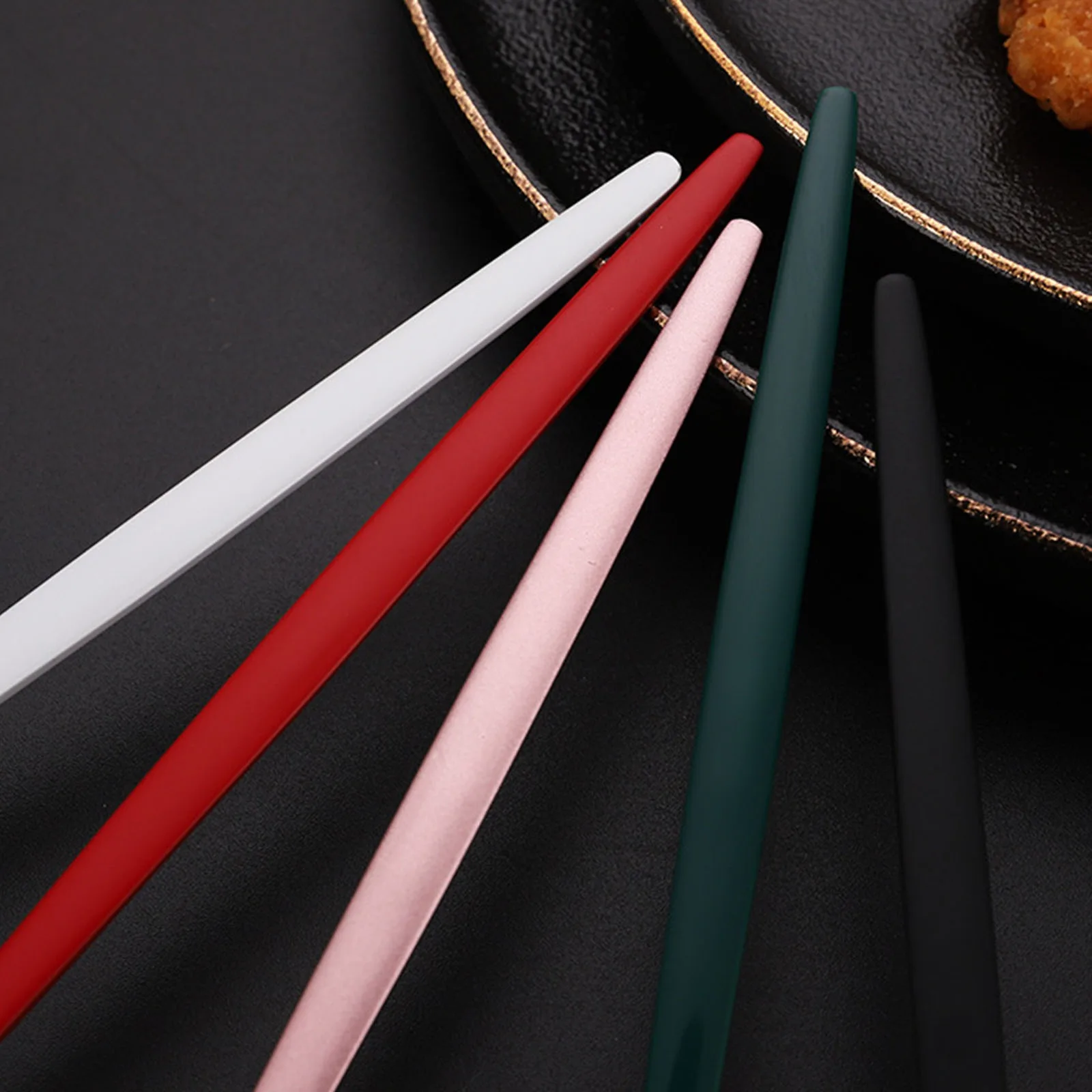 

4PCs/5PCs Cutlery Set Stainless Steel Knife Fork Spoon Chopsticks Kitchen Western Food Coffee Dessert Dinnerware Dropshipping