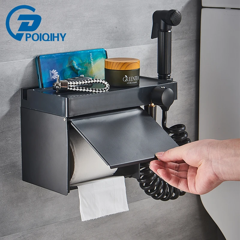 Черный/белый держатель туалетной бумаги для ванной комнаты биде кран Набор полка из нержавеющей стали настенный дизайн аксессуары для ванной комнаты