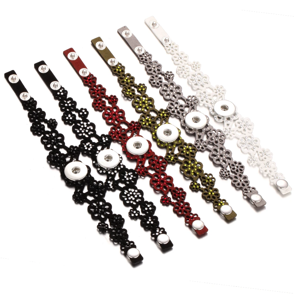 Новый кожаный браслет с кнопками-застежками цветами подходит для металлических