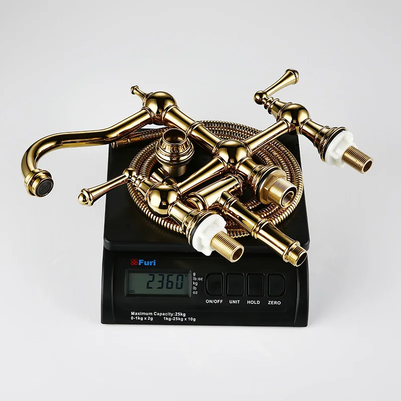 

Solid Brass Kitchen Sink Mixer Tap Titanium Gold Bridge Kitchen Faucet With Side Spray Sprayer And Metal Lever Handle Sidespray