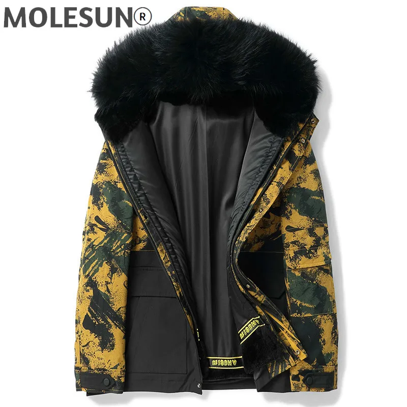 

AKOOSUN Man Parka Winter Jacket Men Real Rabbit Fur Coat Male 100% Raccoon Fur Collar Jackets Korean Style Clothes Veste LXR992