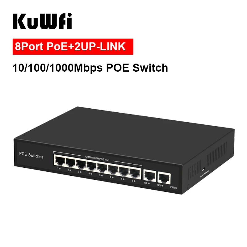 KuWFi 10/100/1000 Мбит/с 8 POE Порты и 2 RJ45 Uplink IEEE 802 3 802.3u 802.3ab IEEE802.3af/на Стандартный