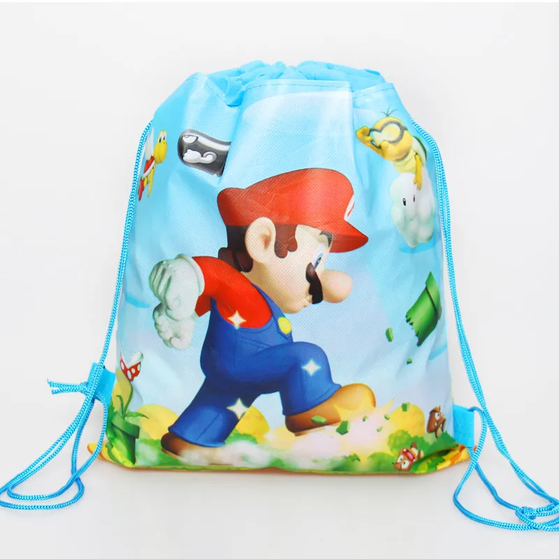 Mario 1 шт./лот детский душ лего украшение шнурок нетканый материал Человек-паук подарки сумки День рождения Рюкзак Детские сувениры - Цвет: Mario