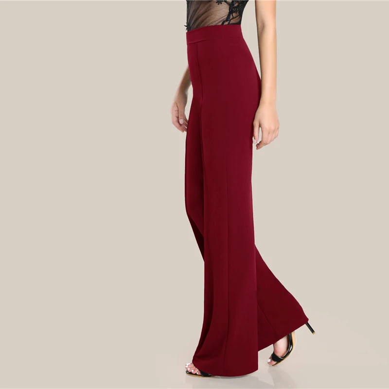 SHEIN Однотонные Широкие Прямые Брюки Офисные Стильные Брюки