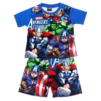 disney 2022 new boy sets short sleeved summer cartoon avengers kids childrens shorts pajamas outfits marvel clothes suit 3 8 y