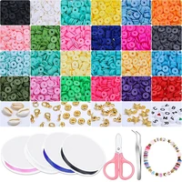 clay bead making kit 24 color 6mm flat round polymer clay gasket beads jewelry making craft kit with letter bead pendant