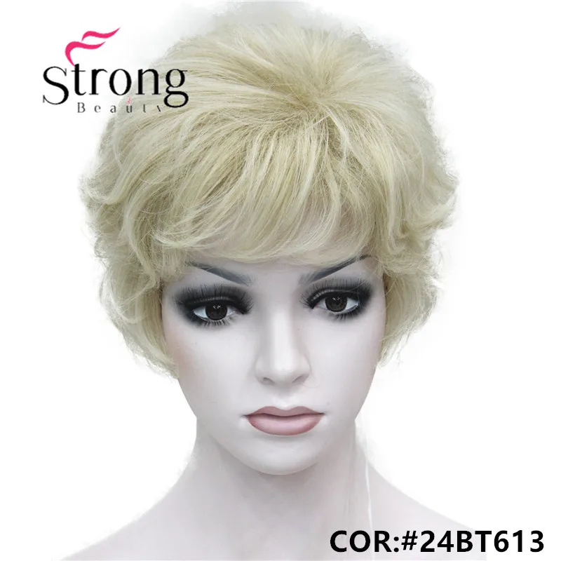 StrongBeauty женские парики пушистые естественные кудрявые короткие синтетические волосы Полный парик 11 цветов