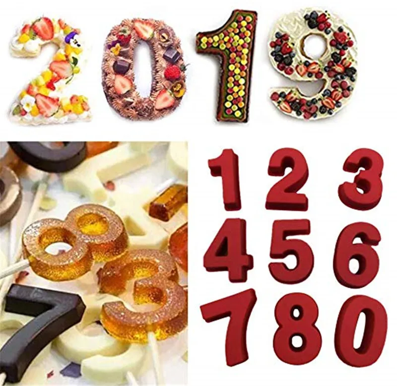 Силиконовая 3D форма в форме цифр 0-9 кухонная посуда столовая балка антипригарная