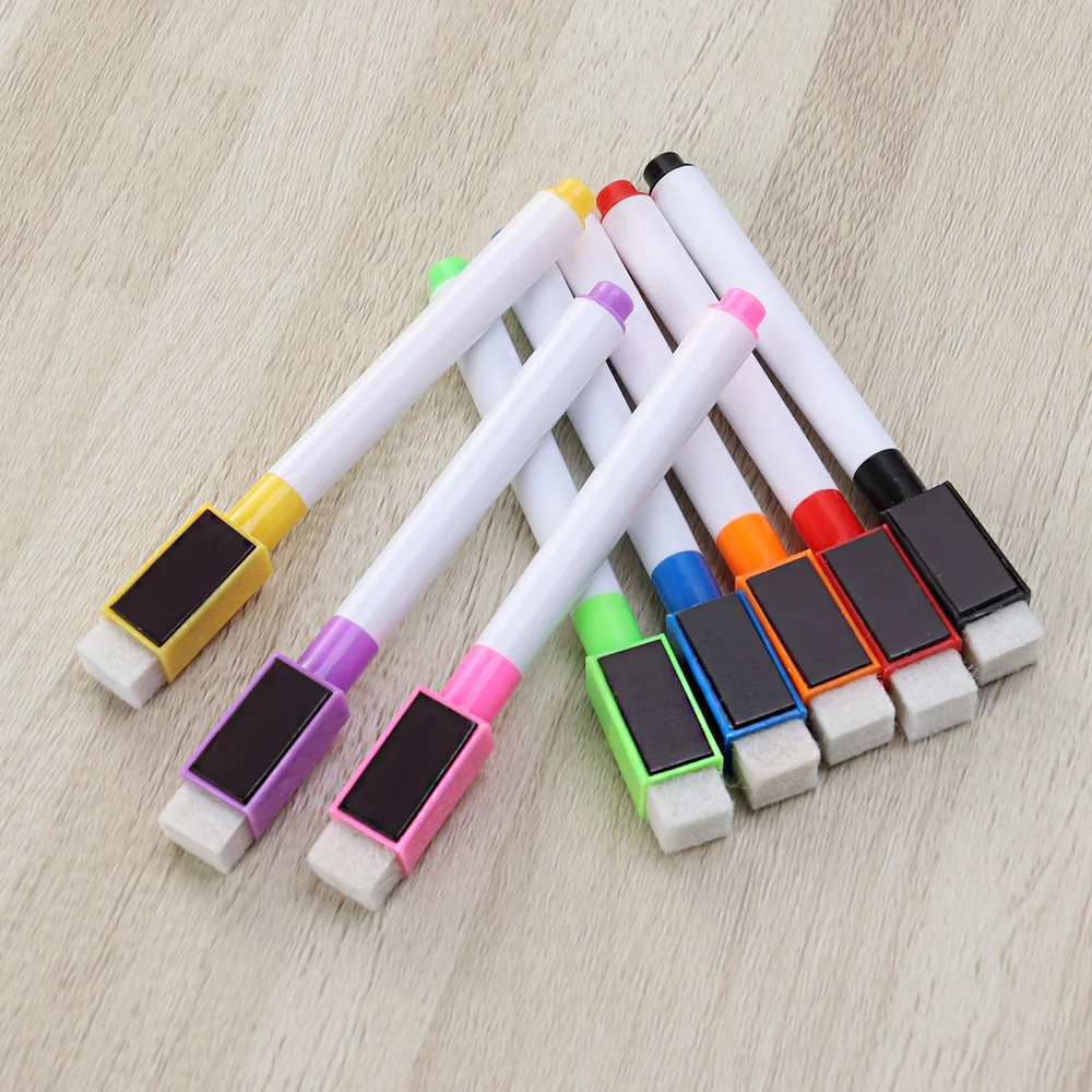 

8pcs Magnetic Colorful Whiteboard Pen Black White Board Markers Built In Eraser School Supplies Children's Drawing Pen(Pink, Nav