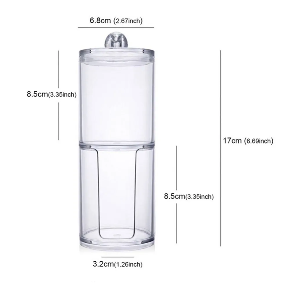 Acrylic Makeup Organizer Multifunctional Round Container Cosmetic Swab Cotton Pad Jewelry Storage Box Holder Candy Jars With Cap | Дом и сад