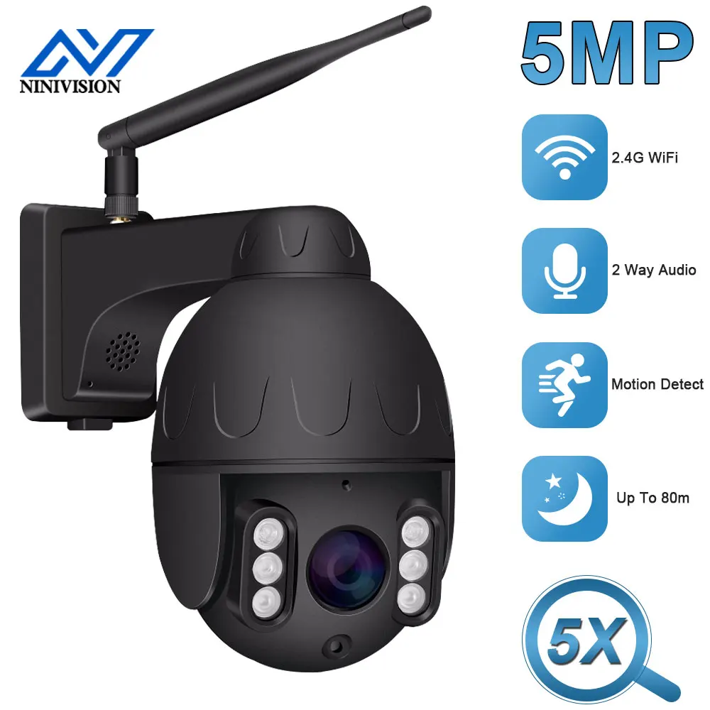 

5MP Outdoor PTZ Wifi Dome Camera High Speed 5X Optical Zoom Motion Detection IR 80m CCTV Security Surveillance Camera