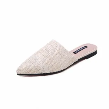 

Female Shoes Pointed Toe Womens Slippers Outdoor Mules Sexy Loafers Slides 2021 Flat Rubber Fabric Basic Rome PU Shoes Loafers W