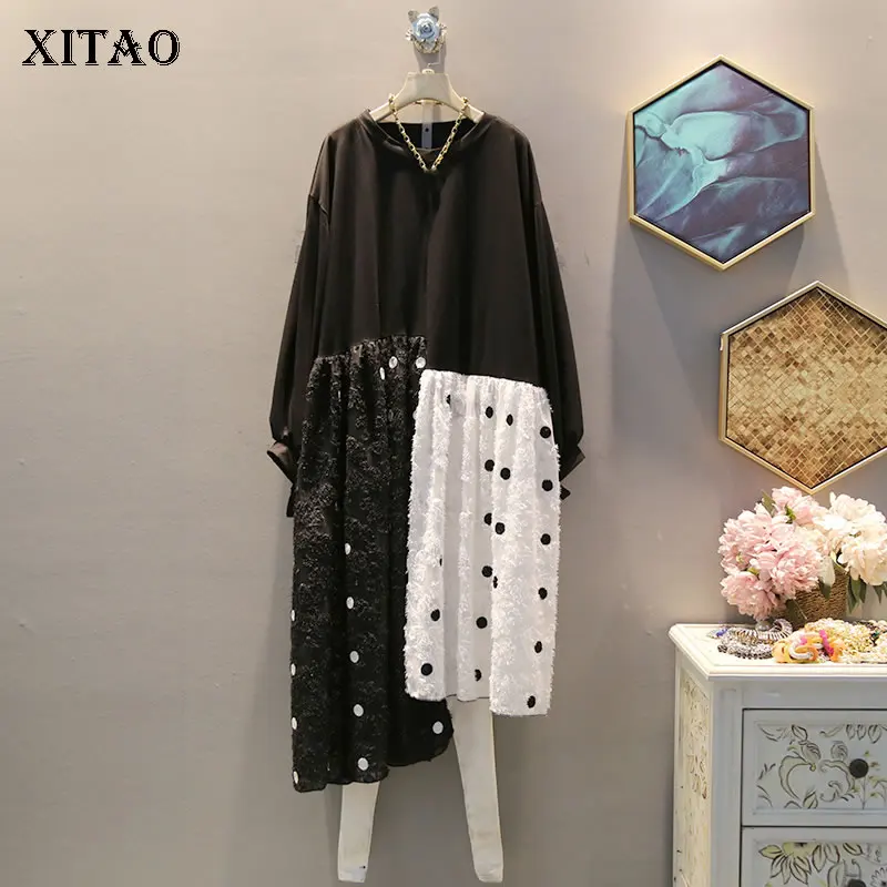 XITAO/асимметричное платье с кисточками, женское платье в стиле пэчворк,, Осеннее, плиссированное, элегантное, маленькое, новомодный пуловер, бот, кромка, платье для миноритета, GCC2206