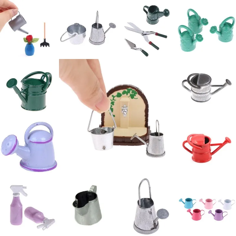 

1:12 Scale Mini Cute Watering Can Water Bottle Spill Cans Dollhouse Miniature Home Gardening Accessories