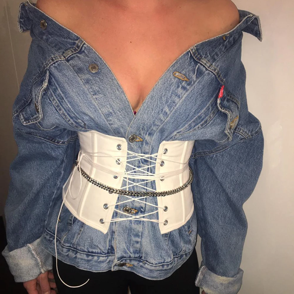 

New Women Lace-up Corsets Bustiers Back Zipper Girdle Slimming Belt Underbust Bandage Corset Tops Decorations Curve Shaper Wear