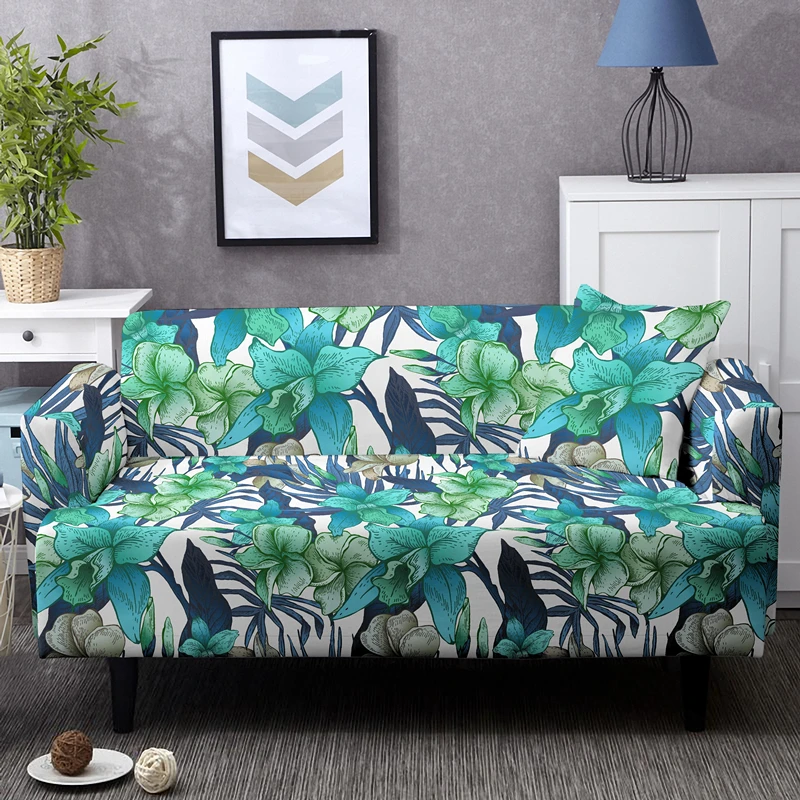 Elegant Flowers 1/2/3/4 Seater Elastic Sofa Cover For Living Room Full-cover Stretch Corner Couch Covers Universal Slipcovers | Дом и сад