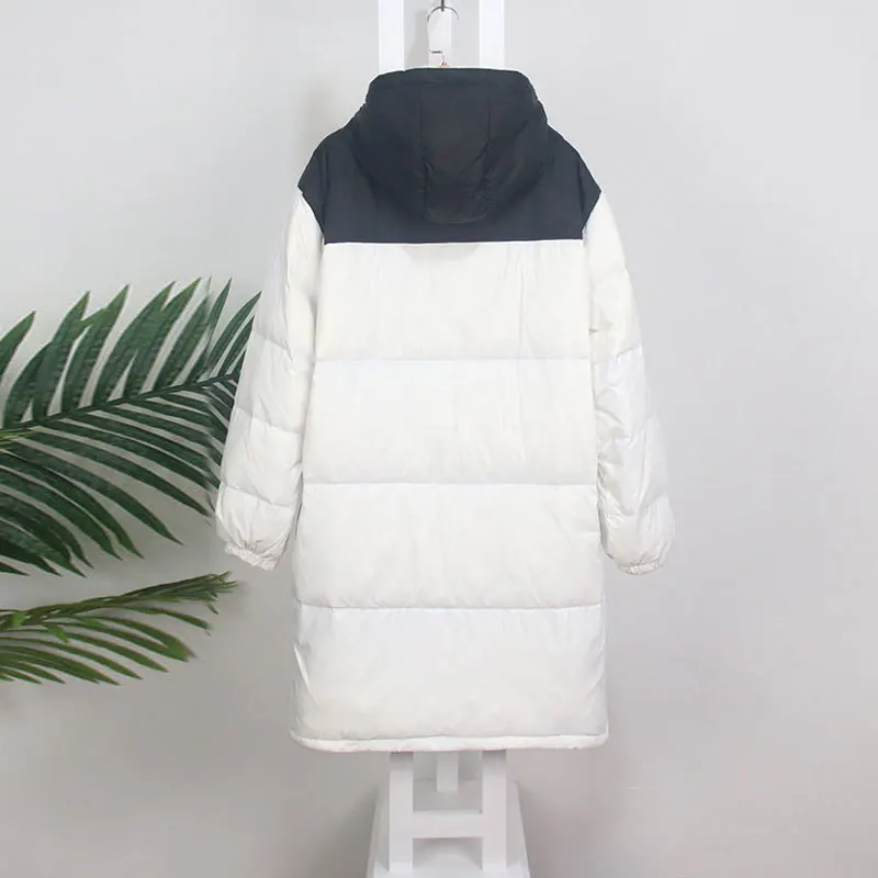 Long Winter Women Down Jacket Stand Collar Stitching Men Women The Same Warm Coat 2021 New Casual Large Size Loose Female Parkas