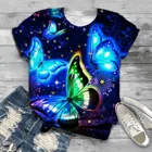 Женская футболка с 3D-принтом бабочек, повседневная женская футболка с круглым вырезом, графическая футболка, летний топ с коротким рукавом, уличная одежда, 2021