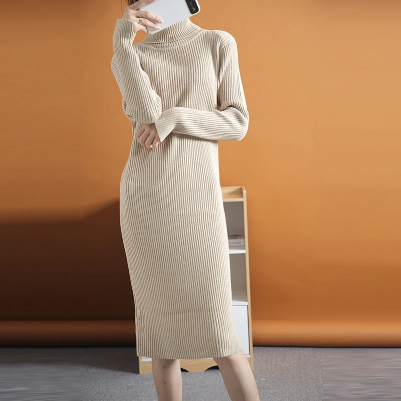 Осенне-зимние модели 2019 свободный свитер с высоким воротником и длинными