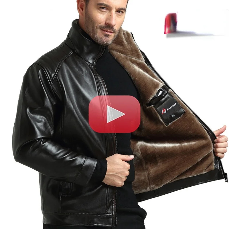 

Men's jacket new autumn and winter Plush thickened PU leather jacket